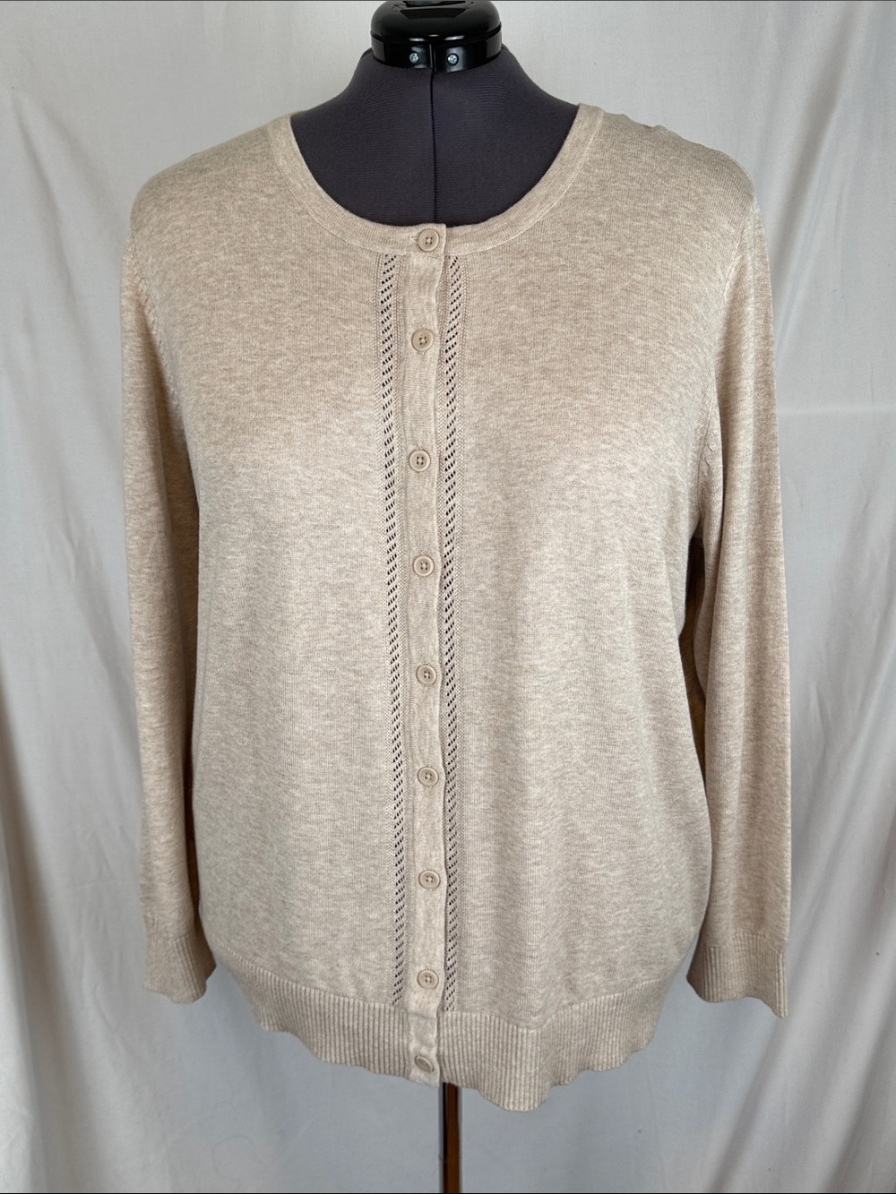 Women's NorthCrest Tan Button Up Long Sleeve Cardigan Plus Size 3X NWT